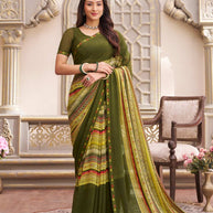 Laxmipati Limca Green Georgette Geometric Printed Saree
