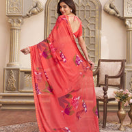 Laxmipati Limca Pink Georgette Floral Printed Saree
