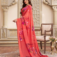 Laxmipati Limca Pink Georgette Floral Printed Saree