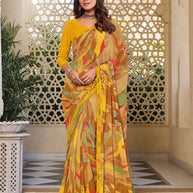 Multicolor Abstract Print Saree - Noori