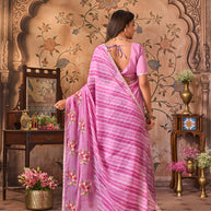 Laxmipati Monaco Embellished Floral Embroidered Chiffon Saree in Purple Color
