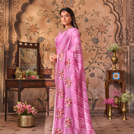 Laxmipati Monaco Embellished Floral Embroidered Chiffon Saree in Purple Color