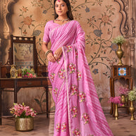 Laxmipati Monaco Embellished Floral Embroidered Chiffon Saree in Purple Color