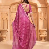 Laxmipati Tohfa Floral Printed Chiffon Saree in Pink Color