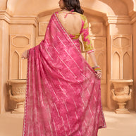 Laxmipati Tohfa Floral Printed Silk Saree in Pink Color
