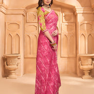 Laxmipati Tohfa Floral Printed Silk Saree in Pink Color