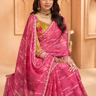 Laxmipati Tohfa Floral Printed Silk Saree in Pink Color