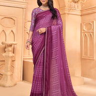 Laxmipati Tohfa Bandhani Printed Chiffon Saree in Purple Color