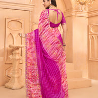 Laxmipati Tohfa Bandhani Printed Silk Saree in Pink Color