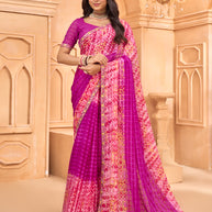 Laxmipati Tohfa Bandhani Printed Silk Saree in Pink Color