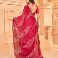 Laxmipati Tohfa Geometric Printed Chiffon Saree in Red Color