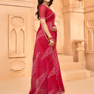 Laxmipati Tohfa Geometric Printed Chiffon Saree in Red Color
