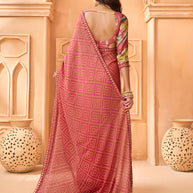 Laxmipati Tohfa Bandhani Printed Silk Saree in Orange Color