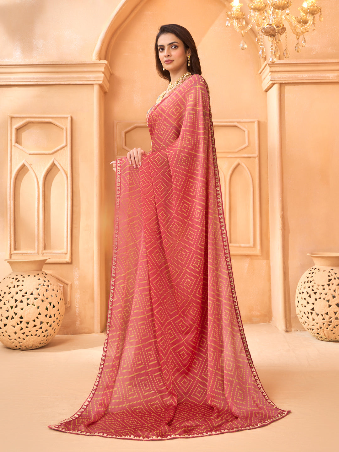 Laxmipati Tohfa Bandhani Printed Silk Saree in Orange Color