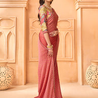 Laxmipati Tohfa Bandhani Printed Silk Saree in Orange Color