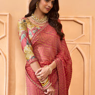 Laxmipati Tohfa Bandhani Printed Silk Saree in Orange Color