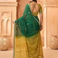 Laxmipati Tohfa Bandhani Printed Georgette Saree in Green Color