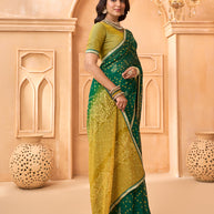 Laxmipati Tohfa Bandhani Printed Georgette Saree in Green Color