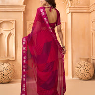 Laxmipati Tohfa Abstract Printed Georgette Saree in Pink Color