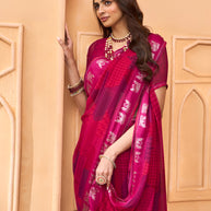 Laxmipati Tohfa Abstract Printed Georgette Saree in Pink Color