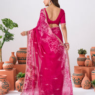 Laxmipati Ishita Pink Floral Printed Silk Saree