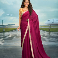 Laxmipati Raadhika Magenta Floral Print Silk Saree