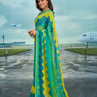Laxmipati Raadhika Multicolor Chevron Print Chiffon Saree
