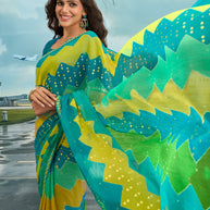 Laxmipati Raadhika Multicolor Chevron Print Chiffon Saree
