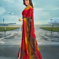 Laxmipati Raadhika Multicolor Abstract Print Chiffon Saree