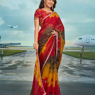 Laxmipati Raadhika Multicolor Abstract Print Chiffon Saree