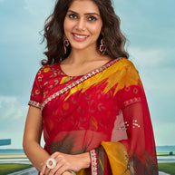 Laxmipati Raadhika Multicolor Abstract Print Chiffon Saree