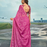Laxmipati Raadhika Pink Wavy Print Silk Saree