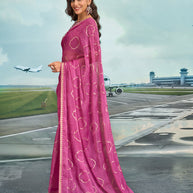 Laxmipati Raadhika Pink Wavy Print Silk Saree