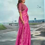 Laxmipati Raadhika Pink Wavy Print Silk Saree