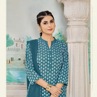 Laxmipati K198-1 Spun Cotton Base Aqua Blue Kurti With Pant & Dupatta