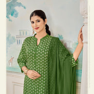 Laxmipati K198-4 Spun Cotton Base Dark Green Kurti With Pant & Dupatta