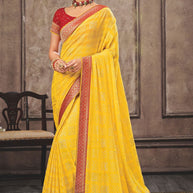 Laxmipati Rasili M-2113 Chiffon Yellow Saree