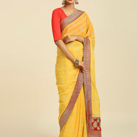 Laxmipati M2113 Chiffon Yellow Sarees