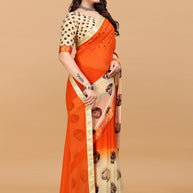 Laxmipati Meera 003 Georgette Orange Saree