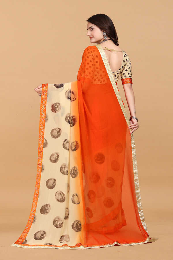 Laxmipati Meera 003 Georgette Orange Saree