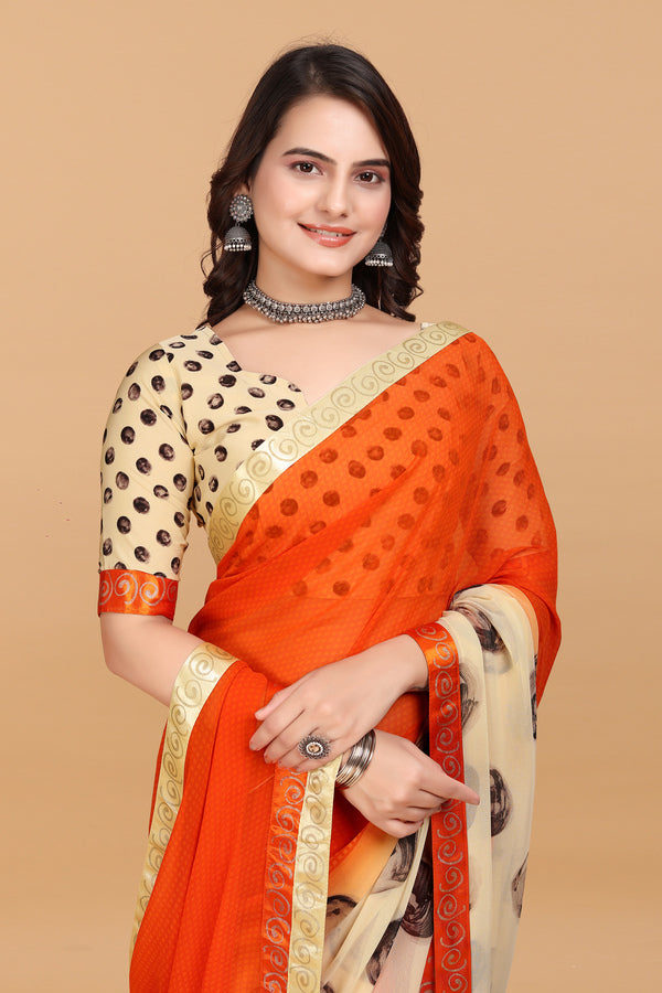 Laxmipati Meera 003 Georgette Orange Saree