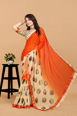 Laxmipati Meera 003 Georgette Orange Saree