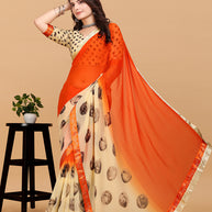 Laxmipati Meera 003 Georgette Orange Saree
