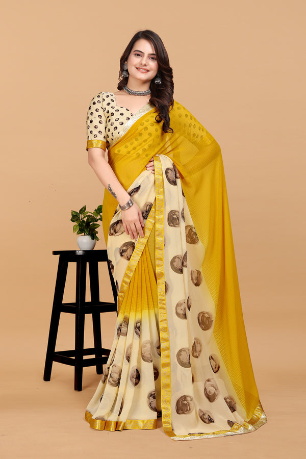 Laxmipati Meera 005 Georgette Mustard Saree