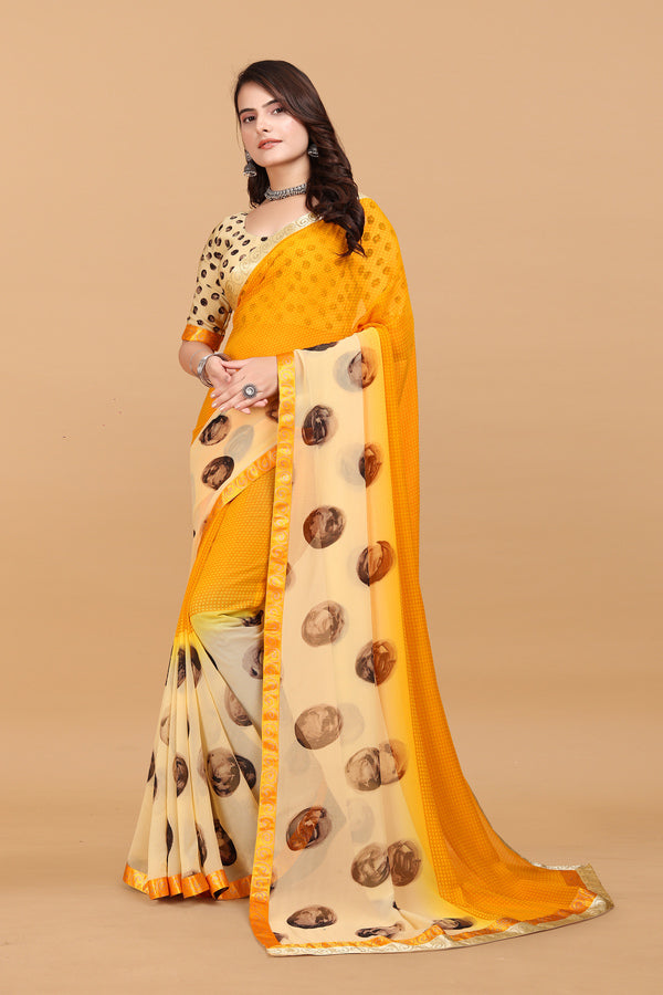 Laxmipati Meera 009 Georgette Yellow Saree