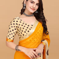 Laxmipati Meera 009 Georgette Yellow Saree