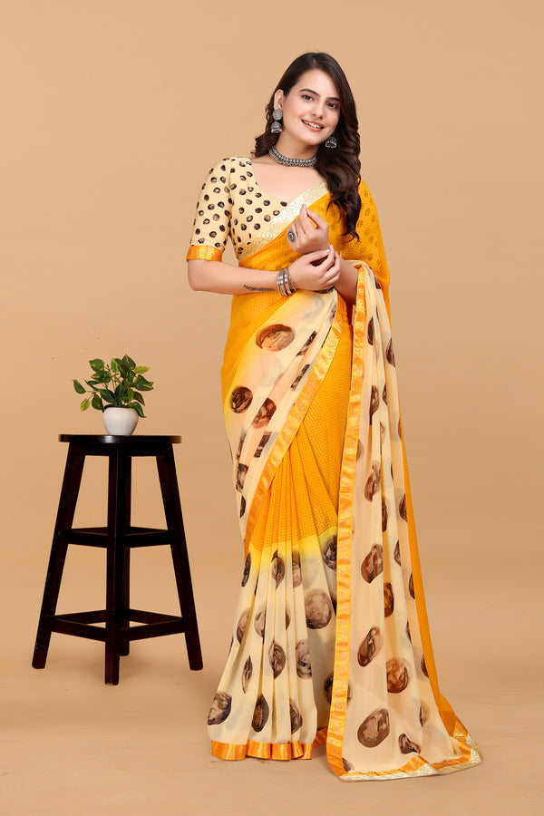 Laxmipati Meera 009 Georgette Yellow Saree