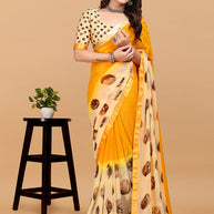 Laxmipati Meera 009 Georgette Yellow Saree