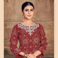 Laxmipati K196-1 Spun Cotton Base Red Kurti