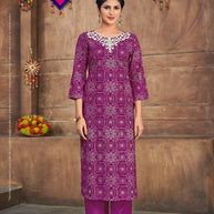Laxmipati K196-3 Spun Cotton Base Dark Pink Kurti